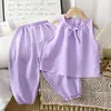 Conjunto de verano para niña: top sin mangas y pantalón largo, pijama casual, ropa para aire acondicionado, conjunto de dos piezas Clase A para verano