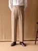 Calças Masculinas de Sarja Retas Casuais Estilo Italiano Britânico Nápoles Outono Inverno Moda Retro para o Trabalho Cintura Alta