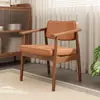 Silla de Comedor Tapizada de Madera Maciza Nórdica Silla Casual Japonesa con Reposabrazos y Respaldo Silla de Escritorio Silla de Maquillaje Silla para Tienda de Té con Leche