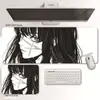 Mouse Pad Gamer Preto e Branco Anime Pintura a Tinta Menina Tamanho Médio Tapete Universal para Mesa de Computador Escritório Jogo Ilustração 2D
