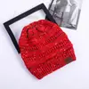 Gorras de coleta de hilo de color de punto para damas europeas y americanas, gorra de cúpula de parte superior vacía al por mayor, gorra de lana tejida, venta directa