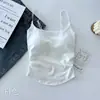 Sociedade coreana all-match camisola de alça de espaguete com almofada no peito para mulheres, verão fino assentamento exterior desgaste top sem mangas para mulheres