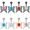 Anillo de Acero Inoxidable Mariposa para Ombligo Transfronterizo Corazón de Melocotón Zirconia Piercing de Ombligo Hebilla de Ombligo Venta al por Mayor