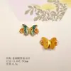 Prata 925 Banhada a Ouro Esmalte Colorido Azul Queimado Borboleta Furo Passante Pingentes Acessórios Pulseira Colar Charms DIY Produto Semi-acabado