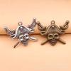 Material DIY liga 5,5g pingente cabeça de fantasma caveira pirata 43*33mm prata antiga/bronze