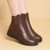 Nuevo Modelo Otoño/Invierno 2026 Botines de Algodón para Mujer con Forro de Felpa, Cuero Suave, Cálidos, Antideslizantes, Suela Suave, Botines Cortos para Personas Mayores, Zapatos de Cuero para Personas Mayores