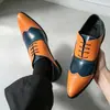 Zapatos formales de punta para hombre, talla grande 46, transfronterizos, con cordones, casual, moda, patchwork, negocios, zapatos de cuero para aumentar la altura para hombres