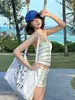 Traje de baño de tres piezas para mujer con cuello halter, manga larga y salida de baño, adelgazante y disimulador, adecuado para vacaciones conservadoras en la playa y aguas termales 9287