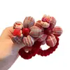 Diadema de Flores Roja a Cuadros para Año Nuevo para Niños en Otoño e Invierno, Diadema Linda de Dibujos Animados, Diadema para Niñas, Accesorios para el Cabello