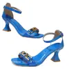 Sandalias de Cadena de Talla Grande Europea y Americana de Una Tira con Tacón Medio para Mujer, Transfronterizas, Puntera Cuadrada, Hebilla, Adelgazantes, Sandalias de Moda