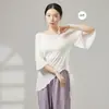 Disfraz de Rendimiento de Danza Clásica para Mujer Verano Nuevo Holgado Tencel Irregular Ropa de Baile Top Cardigan de Danza Folclórica China