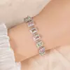 Pulsera Cuadrada de Joyería para Otoño e Invierno, Joyería Europea y Americana, Circonita de Alta Gama, Rubí, Zafiro, Lujo Ligero, Moderna y Versátil para Mujeres
