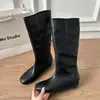Botas largas interiores que aumentan la altura, nuevas botas altas versátiles, elegantes botas largas retro de otoño e invierno, botas finas de punta cuadrada para mujer 2026