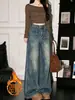 Pantalones vaqueros retro de pierna ancha estilo coreano para mujer, nueva colección otoño/invierno 2026, con bordado, corte holgado, efecto adelgazante y un diseño versátil de pierna recta.
