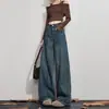 Jeans negros de pierna ancha para mujer, súper ventas primavera 2026, adelgazantes, con caída, hasta el suelo, pantalones de pierna recta estrecha para mujeres petite