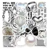 Paquete de 30 Pegatinas Serie Mood Plateado Estilo Ins Material para Equipaje Cuaderno Funda de Teléfono Móvil Taza de Agua Pegatina Impermeable