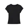 Camiseta de Manga Corta Ajustada para Mujer con Cuello Redondo, Top Básico Versátil Ajustado para Primavera/Verano 2026, Moderno y Adelgazante