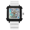 Reloj para Hombre Iridiscente Cuadrado Hueco de Moda Láser Fuente de Fábrica Comercio Exterior Casual de Gama Alta Reloj de Cuarzo de Silicona