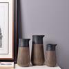 Nuevo Estilo Chino Simple Moderno Negro Cerámica en Relieve Jarrón Jarrón de Flores Hogar Decoraciones Suaves Juego de Tres Piezas Rododendro