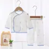 Pijama de Bebê, Classe A, 100% Algodão, Estilo Fino de Verão, Roupa para Ar Condicionado de Recém-Nascido, Roupa Separada para Bebê, Roupa de Casa Pura Algodão