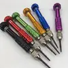 Herramienta de costura hermosa de aleación de aluminio portátil cinco en uno destornillador manual multifunción juego de reparación para relojes y gafas destornillador