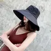 Chapéu de Pescador Estilo Japonês Cor Lisa Aba Larga Feminino Verão Cobertura Facial Pequeno Dobrável Chapéu de Sol Chapéu de Proteção Solar