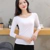 Playera Modal Camiseta Interior Mujer Grande Elástica Primavera Otoño Delgada Ropa Otoño Cuello Redondo Ropa Interior Ajustada Manga 7 Playera Top