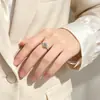 Anel aberto clássico de seis garras com diamante em prata de lei 925, estilo coreano, moderno, simples, elegante, delicado, cool e minimalista para mulheres