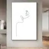 Pintura decorativa para sala de estar de personaje abstracto de una sola pincelada, pared de fondo de sofá moderna y simple, pintura de suelo, pintura colgante para porche