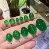 Pendientes de Aro Ovalados para Manualidades con Incrustaciones de Ágata, Base Plana, Anillo Natural Verde Sin Agujero, Colgante Jinhua