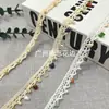 Nova Guarnição de Linha de Algodão Bordada à Mão Estilo Vintage Inspirada em Chanel com Contas de Madeira e Pedras para Decoração de Gola de Roupa