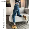 Calça Harem para Mulheres Verão 2025 Tendência Versátil Nova Retro Color Blocking Cintura Alta Modeladora Dad Cenoura