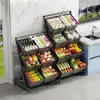 Estante de Frutas y Verduras Frescas de Supermercado, Exhibidor Móvil de Frutas y Verduras de Pie, Estante de Exhibición para Tienda de Frutas, Cesta Inclinada para Snacks de Verduras, Estante de Almacenamiento de Cocina