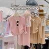 2025 primavera nuevo bebé primavera traje infantil casual viento suéter falso dos piezas moda estilo occidental pantalones de pierna ancha marea