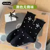 Calcetines de Lunares con Lazo Estilo Nuevo Primavera y Otoño, Calcetines Largos de Moda en Internet, Calcetines de Media Pantorrilla Estilo Japonés de Celebridad de Internet con Adorno de Encaje