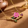 Collar de gota de rosa estilo oscuro transfronterizo europeo y americano para mujer, diseño de flor retorcida gótica con circonita, cadena para la clavícula, Día de San Valentín