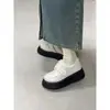 Zapatos de Estilo Japonés para Combinar con Faldas, Zapatos de Cuero con Velcro Grueso para Aumentar la Altura y Punta Ancha, Forrados de Felpa para Mujer, Novedad Invierno 2025, Zapatos Cálidos de Algodón