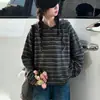 Camiseta básica de rayas para niñas transfronteriza, nuevo modelo 2026, sudadera con capucha versátil y moderna estilo coreano para niños y preadolescentes, venta al por mayor