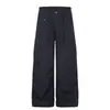 Calças largas estilo workwear americano para homens, moda streetwear tendência, calças casuais plissadas de paraquedista de perna reta, calças esportivas de cintura alta com múltiplos bolsos, modelagem solta