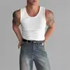 Treinamento de Corrida Elástico Slim-Fit Absorvente de Suor Respirável Novo Verão Leve Esportivo Fitness Regata Canelada para Homens