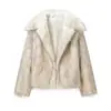 Novidades Primavera 2026 Moda de Rua Europeia e Americana Cruzada Casaco Curto de Pele com Toque de Luxo e Estilo Trendy Ins