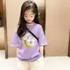 Camiseta de Algodón Puro para Niña Manga Corta Estampado de Dibujos Animados Nuevo Estilo 2026 Estilo Ins Versátil Ropa Exterior Top de Media Manga Moderno