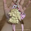 Chaveiro Pingente Ouro Puro 999 Desenho Animado Fofo Gato Kt Bolinho de Arroz Corrente para Celular Pingente Atacado