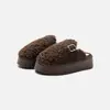 Pantuflas de algodón afelpado para mujer, aumento de altura de 4 cm, suela gruesa, forradas de felpa, pantuflas cálidas, pantuflas de pelo transfronterizas para otoño e invierno 2025
