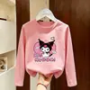 Camiseta de Algodão Puro de Manga Longa para Meninas, Primavera e Outono 2026, Camiseta Básica Fofa de Desenho Animado para Bebês, Top para Crianças Mais Velhas