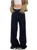 Jeans Transfronterizos Primavera y Otoño Retro Americano Jeans de Chica Popular para Mujer Holgados Adelgazantes Versátiles Casuales Pantalones de Pierna Ancha