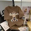 Camiseta Feminina Europeia de Manga Curta Tamanho Grande Soltinha 2024 Nova Gola Redonda Estudante Versátil Comprimento Médio Manga Meia-manga Top Tendência Ins