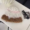 Gorro de punto de felpa gruesa para mujer, gorro de lana resistente al frío para otoño e invierno, cálido, protector para los oídos, adelgazante facial, estilo coreano, circunferencia de la cabeza grande