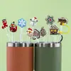 Protector de pajita de silicona de dibujos animados compatible con botellas de agua Stanley, tapa de pajita a prueba de polvo y manchas, decoración de regalo de Navidad
