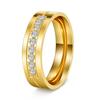Accesorios transfronterizos europeos y americanos: Anillos de pareja de acero inoxidable con diamantes y circonitas. Bolsa de Amazon. Joyería de mano popular.